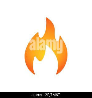 Icona fiamma fuoco. Simbolo di fuoco a gradiente piatto. Vettore isolato su sfondo bianco. Illustrazione Vettoriale