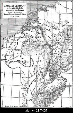 Antica mappa della Gallia e della Germania 19 ° secolo Foto Stock