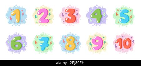 Colorati cartoni animati per bambini, modello di carta di compleanno. Illustrazione vettoriale Illustrazione Vettoriale