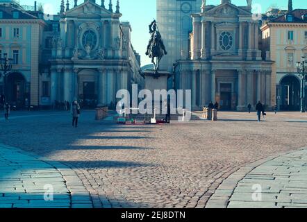 Vista su Piazza San Carlo a Torino Foto Stock