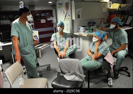 Incontro di trasmissione in ospedale Foto Stock