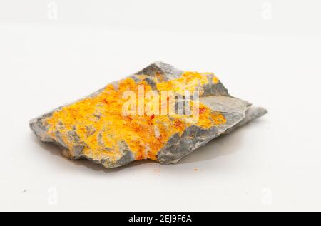 realgar con stibnite e granito Foto Stock