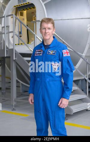 Tim Peake, astronauta dell'Agenzia spaziale europea britannica fotografato all'ESA di Colonia. Foto Stock