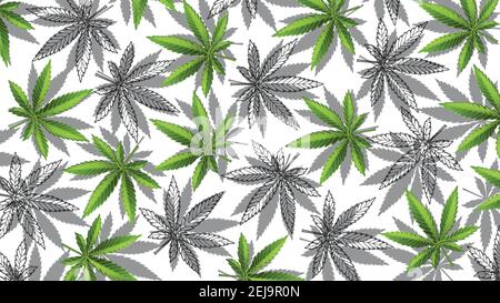 Fogli di marijuana o fogli di cannabis modello di erbacce Illustrazione Vettoriale