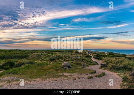 Vista sulle dune fino al mare Foto Stock