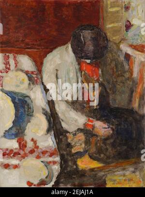 Marthe à la nappe blanche. Museo: COLLEZIONE PRIVATA. Autore: PIERRE BONNARD. Foto Stock