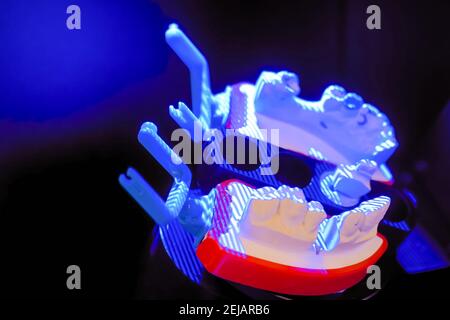 Scanner dentale 3D per la scansione e la misurazione di modelli dentale in gesso - primo piano Foto Stock