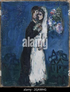 Les fiancés sur Fond bleu. Museo: COLLEZIONE PRIVATA. Autore: MARC CHAGALL. Foto Stock