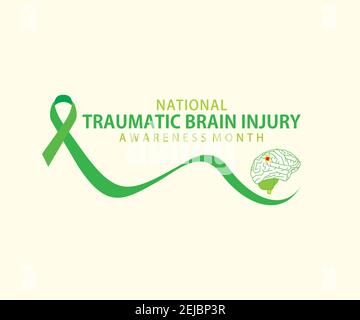 illustrazione vettoriale del progetto di concetto nazionale di mese di consapevolezza delle lesioni cerebrali traumatiche. Illustrazione Vettoriale