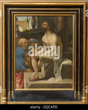 Il Mocking di Cristo. Museo: Szepmuveszeti Muzeum, Budapest. Autore: JAN GOSSAERT. Foto Stock