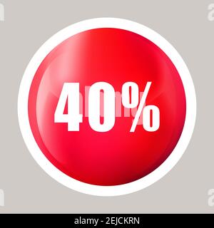 Vendita modello di banner design. 40 banner con segno di sconto. Icona rotonda di Sales Vector per adesivi web, etichette, adesivi, striscioni, tag, offerta speciale stagione Illustrazione Vettoriale