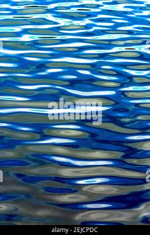 Riflessi sull'acqua blu scintillante in un ambiente tranquillo e naturale durante le ore diurne Foto Stock