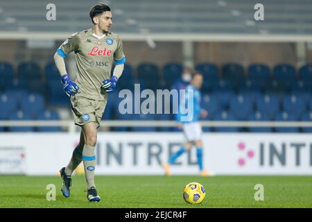 Bergamo, Italia. 21 Feb 2021. Bergamo, Italia, Gewiss Stadium, 21 febbraio 2021, Alex Meret (SSC Napoli) durante Atalanta BC vs SSC Napoli - Calcio italiano Serie A match Credit: Francesco Scaccianoce/LPS/ZUMA Wire/Alamy Live News Foto Stock