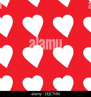 Cuore bianco su sfondo rosso motivo senza cuciture per il design tessile, carta da imballaggio, carta da parati, sfondo a forma di cuore Illustrazione Vettoriale