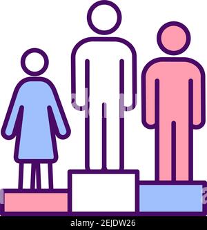 Icona colore RGB per la disuguaglianza di genere e razza Illustrazione Vettoriale