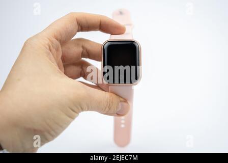 nuovo bracciale fitness intelligente con schermo nero vuoto Foto Stock
