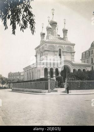 Antica fotografia del c1900, Chiesa ortodossa russa a Ginevra, Svizzera. FONTE: FOTOGRAFIA ORIGINALE Foto Stock