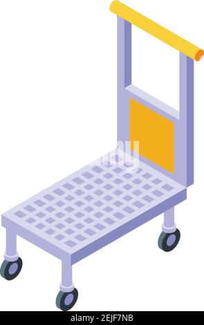 Icona del carrello per bagagli. Isometrica dell'icona vettoriale del carrello dei bagagli per il web design isolato su sfondo bianco Illustrazione Vettoriale