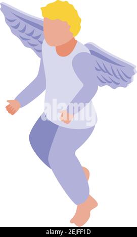 Icona Angel Kid. Isometrica di angelo vettore icona per web design isolato su sfondo bianco Illustrazione Vettoriale