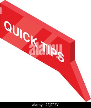 Icona Suggerimenti rapidi. Isometrica dell'icona vettoriale dei suggerimenti rapidi per il web design isolato su sfondo bianco Illustrazione Vettoriale