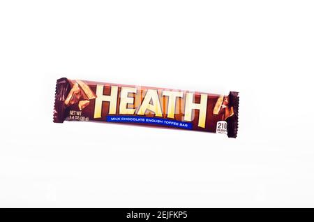 Heath Bar Milk Chocolate English Toffee Candy bar in wrapper Di Hershey Foto Stock