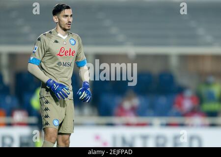 Alex Meret (SSC Napoli) durante Atalanta BC vs SSC Napoli, la serie calcistica italiana A Bergamo, Italia. , . Febbraio 21 2021 (Foto di IPA/Sipa USA) Credit: Sipa USA/Alamy Live News Foto Stock