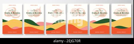 Set grande di etichette vettoriali per candele Aroma. Frutta esotica profumo purveyors locali Advertt Design. Raccolta Layout sfondo schizzo con astrazione Illustrazione Vettoriale