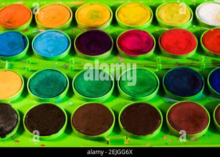 set di acquerelli, set di pigmenti per disegno Foto Stock