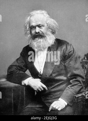 Karl Marx. Ritratto del filosofo socialista tedesco nato, economista e scrittore, Karl Heinrich Marx (1818-1883), 1875 Foto Stock