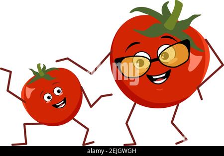 Carino personaggio divertente nonna e nipote pomodoro Illustrazione Vettoriale