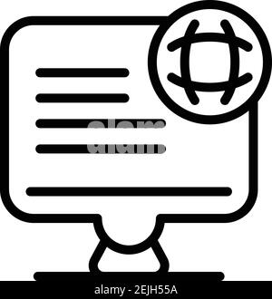 Icona di lavoro dello schermo. Icona vettoriale di lavoro dello schermo di contorno per il web design isolato su sfondo bianco Illustrazione Vettoriale