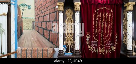 Arca Torah nella sinagoga di Abuhav, Safed (Zfat), Galilea, Israele Foto Stock