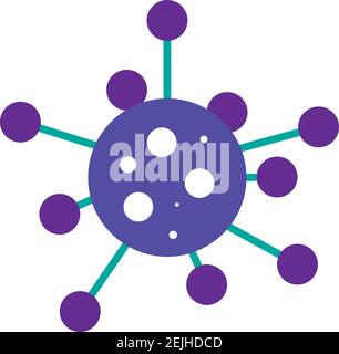 Batteri del coronavirus icona della cellula, 2019-nCoV, Covid-2019, Covid-19 nuovi batteri del Coronavirus. Nessuna infezione e Stop concetti di Coronavirus. Coro pericoloso Illustrazione Vettoriale
