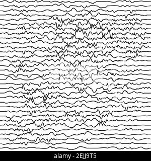 Linee nere ricurve su un motivo senza giunture geometrico astratto bianco Illustrazione Vettoriale