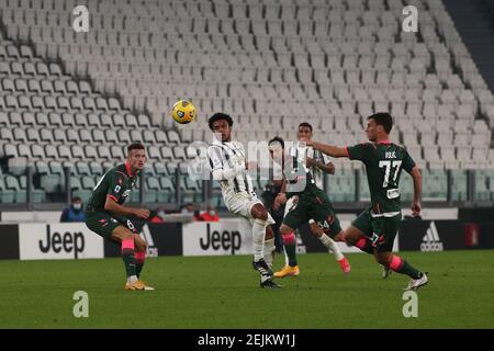 Weston McKennie (Juventus FC) in azione durante la Juventus FC contro FC Crotone, la serie calcistica italiana A Torino. , . Febbraio 22 2021 (Foto di IPA/Sipa USA) Credit: Sipa USA/Alamy Live News Foto Stock