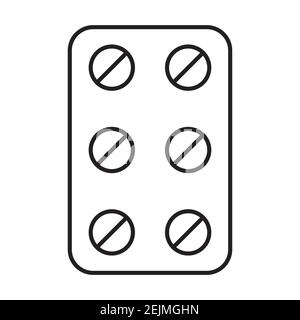 Pills semplice icona medica in stile di linea trendy isolato su sfondo bianco per le applicazioni web e il concetto mobile. Illustrazione vettoriale. EPS10 Illustrazione Vettoriale