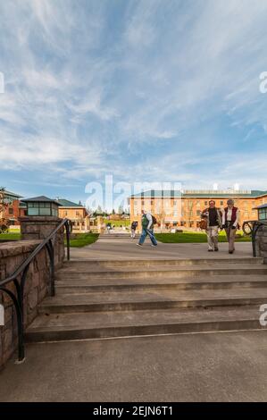 Scene intorno al Quad nel campus della WSU (Washington state University) a Vancouver, Washington. Foto Stock