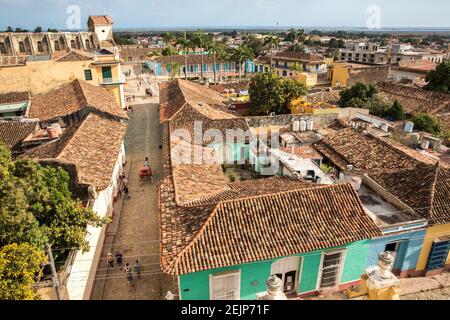 Vista panoramica sulle strade di Trinidad, Cuba, patrimonio dell'umanità dell'UNESCO Foto Stock