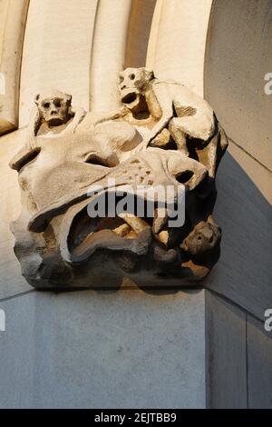 PRINCETON, NJ -16 NOV 2020- Vista di una gargoyle di pietra nel campus della Princeton University, un'università privata di ricerca Ivy League nel New Jersey, ONU Foto Stock