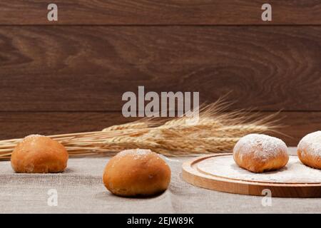 cartolina o striscione con torte fatte in casa Foto Stock