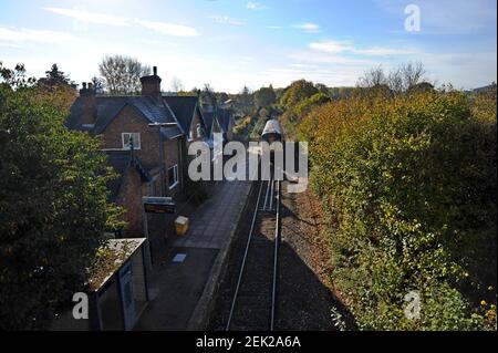 Hopton Heath Station, Shropshire, nel cuore della linea ferroviaria del Galles tra Shrewsbury e Swansea Foto Stock