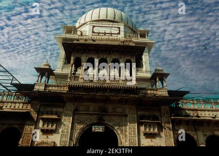Il Mandir Karnimata situato a Bikaner Rajasthan è ben noto per i ratti. Come potete vedere migliaia di ratti in questo tempio. Foto Stock