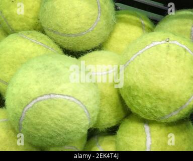 Close up di palle da tennis Foto Stock