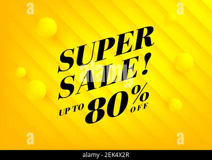 Super sale, banner di vendita estiva. Offerte speciali su sfondo giallo e design di modelli promozionali. Illustrazione Vettoriale