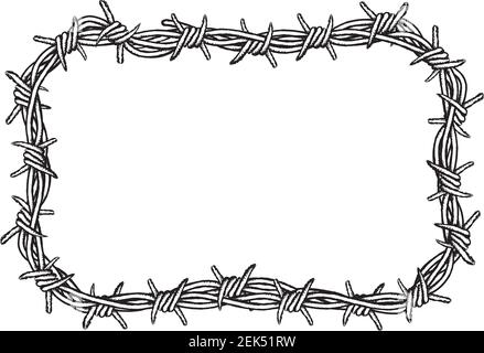 Immagine clip-art di un bordo di un filo dentato su uno sfondo bianco. Illustrazione Vettoriale