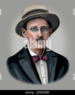 James Joyce 1882-1941 scrittore irlandese poeta stile moderno Illustrazione Foto Stock