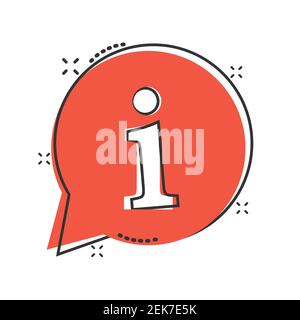 Icona delle informazioni in stile fumetto. FAQ guida illustrazione vettoriale cartoon su sfondo bianco isolato. Concetto aziendale di effetto splash dell'helpdesk. Illustrazione Vettoriale