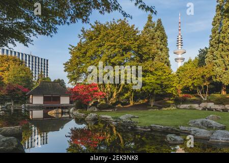 Germania, Amburgo, Planten un Blomen parco pubblico in autunno Foto Stock