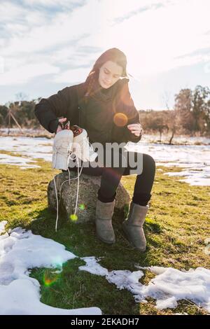 Scarpe da pattinaggio femminili Foto Stock