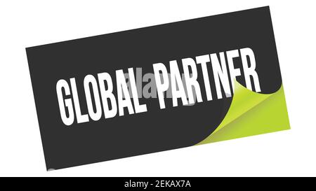 Testo DEL PARTNER GLOBALE scritto su un timbro di adesivo verde nero. Foto Stock